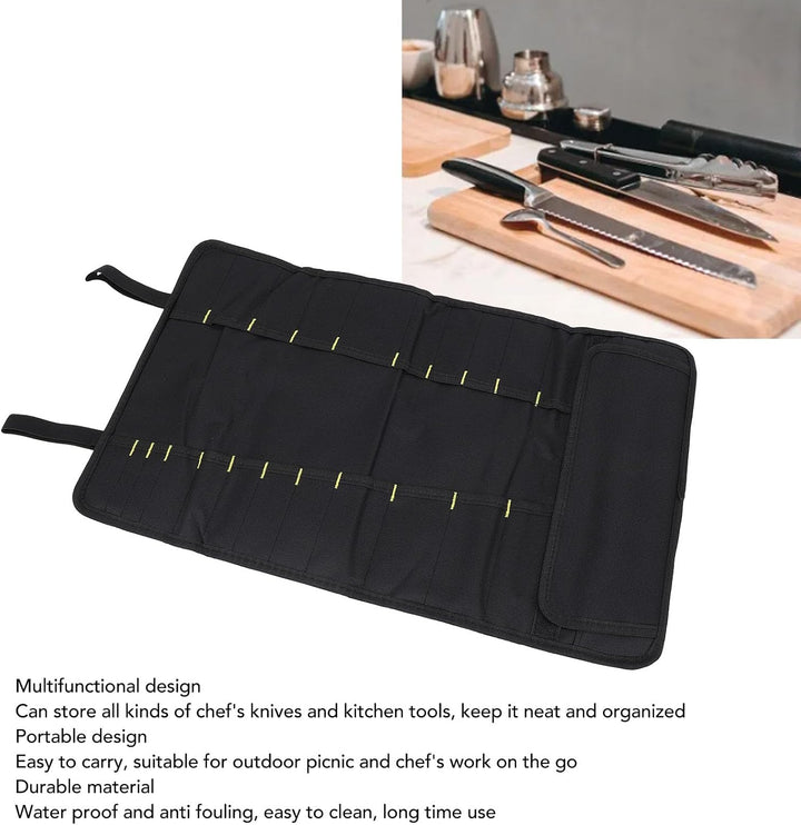 lyrlody Kochmesser -Tasche, Multifunktionale Messerhalter Protectors Raumsparen 20 Slots Chef Messer