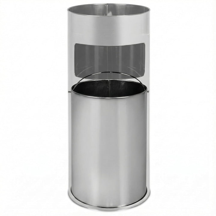 2-in-1 Mülleimer für draussen, mit 20 Liter fassendem Abfallbehälter 62cm, Silber. Silber 62 CM, Sil