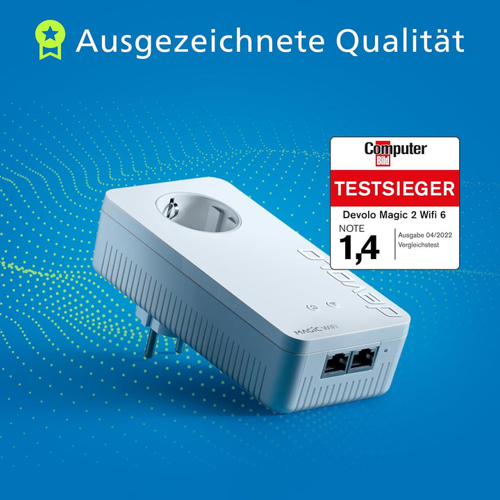 devolo 8815 Magic 2 WiFi 6 Erweiterungsadapter, WLAN Powerline Adapter -bis zu 2.400 Mbit/s, Mesh WL