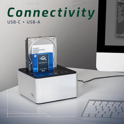 OWC Drive Dock - USB 3.2 (10Gb/s) Dual-Bay Laufwerk Docking-Station für 2,5-Zoll- und 3,5-Zoll-SATA-