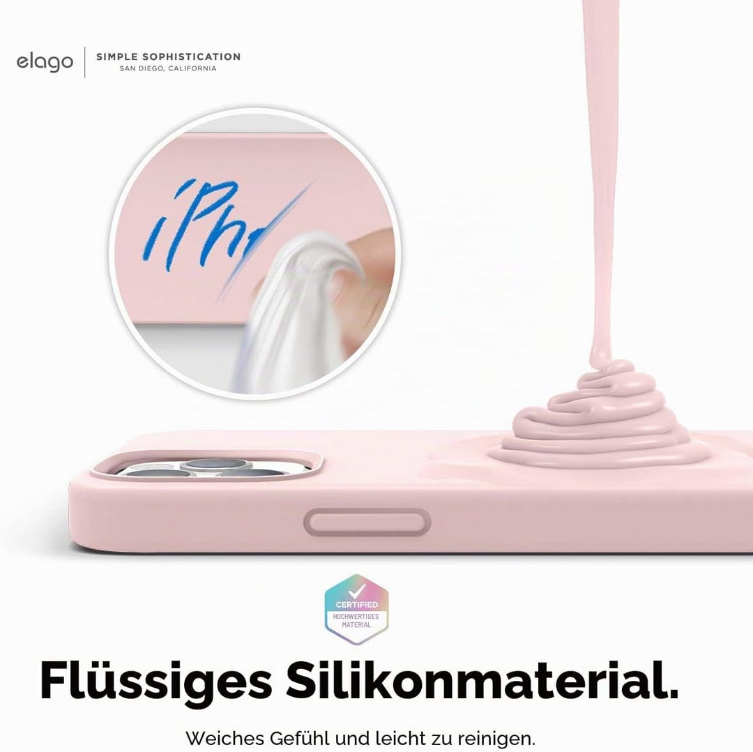 elago Magnetische Silikonhülle, kompatibel mit iPhone 12 und iPhone 12 Pro (6,1 Zoll), eingebaute Ma