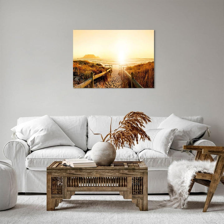 Bilder auf Leinwand Sonnenaufgang Welle Insel Meer Leinwandbild 70x50cm Wandbilder Dekoration Wohnzi