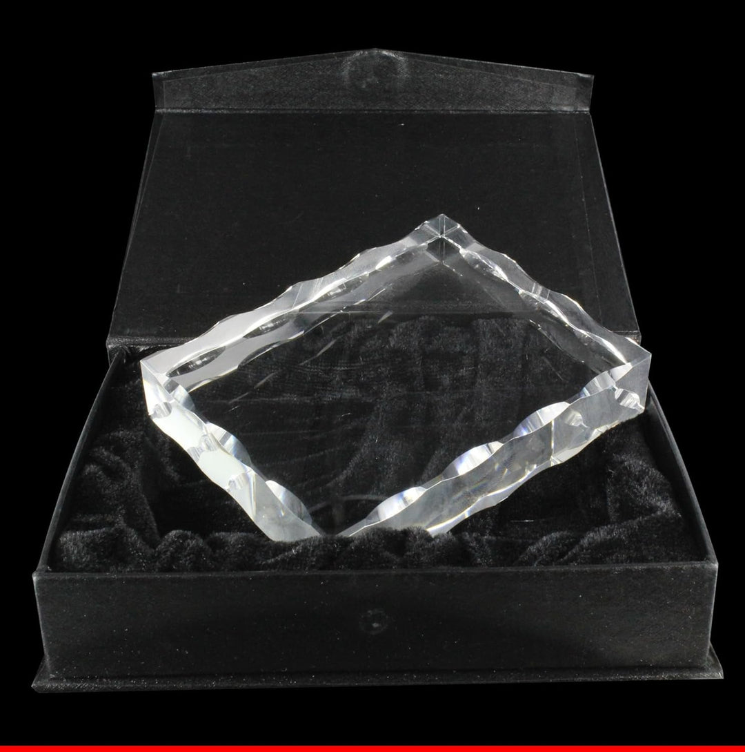 VIP-LASER 2D Gravur Glas Kristall Facettierte Scheibe im Querformat XL mit Hundefoto Hund. Dein Wuns