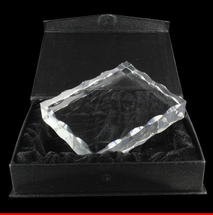 VIP-LASER 2D Gravur Glas Kristall Facettierte Scheibe im Querformat XL mit Hundefoto Hund. Dein Wuns