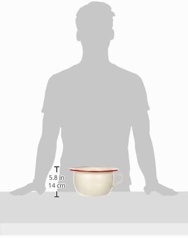 IBILI Chamber Pot 3,5 l of Enamelled Steel in White/red, 24 x 24 x 5 cm