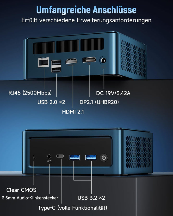 BMAX AI Mini PC B11 Power, Intel Core Ultra 7 155H | 24GB LPDDR5 + 1TB NVMe SSD, Mini PC Windows 11