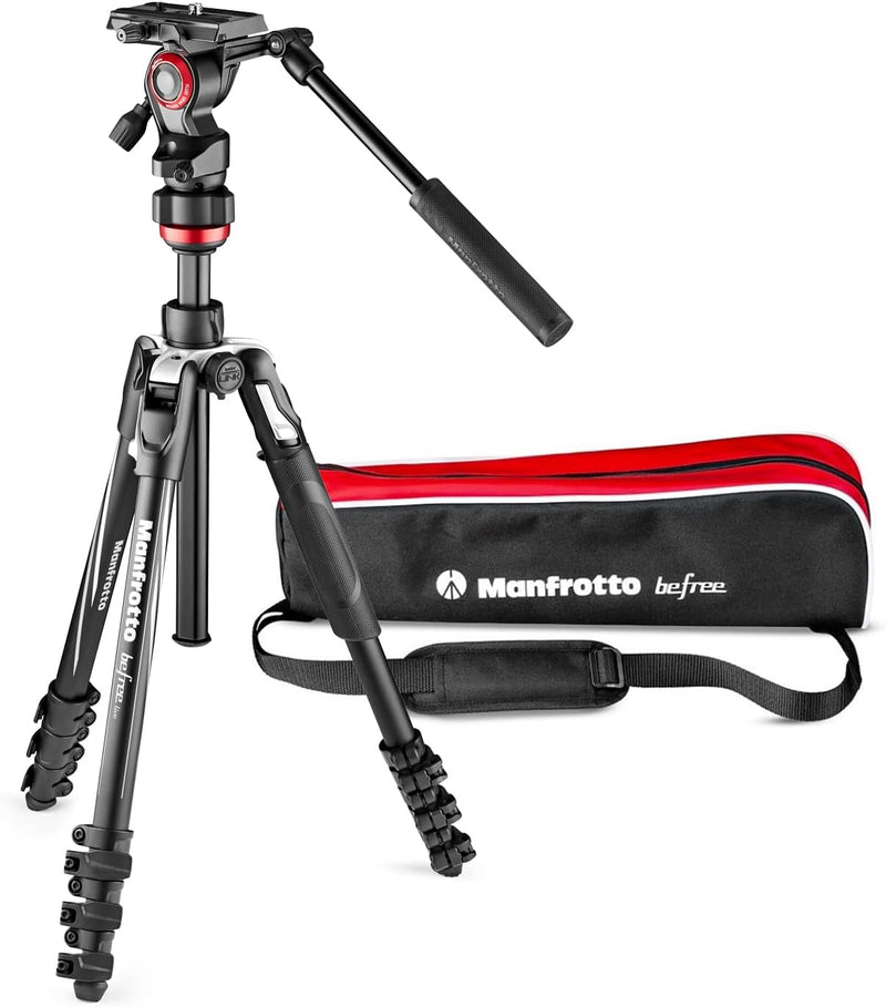 Manfrotto Befree Live, Reise-Videostativ mit Videokopf und Hebelverschluss, Aluminiumstativ für DSLR