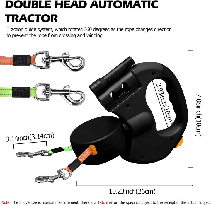 Rollleine Hundeleine, 3 Meter Doppelte Einziehbare Hundeleine Mit Bequemen Ergonomischer Griff, Ausz