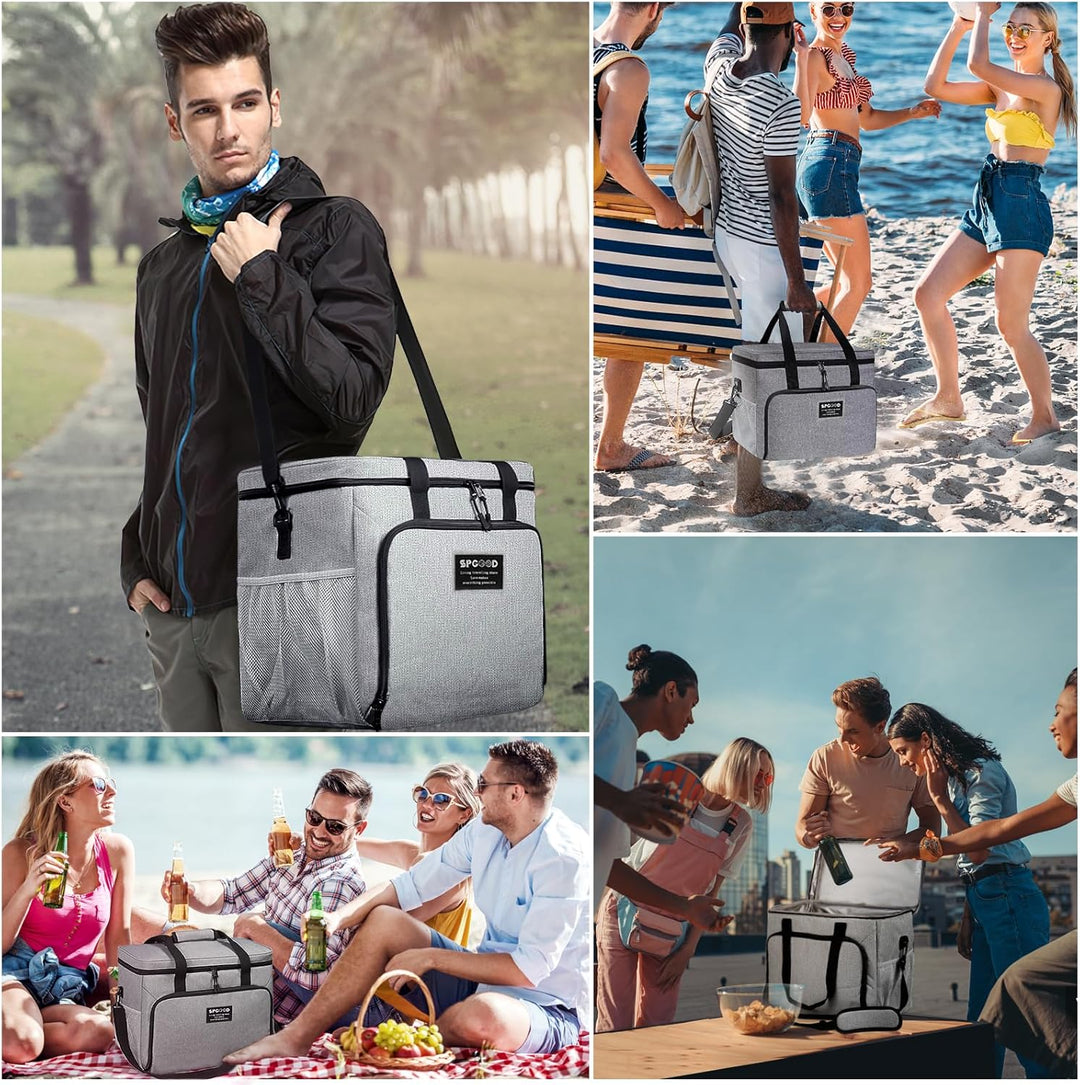 SPGOOD Kühltasche 30L Thermotasche Picknicktasche Gross Isoliert Faltbar Gefriertasche Warmhaltetasc