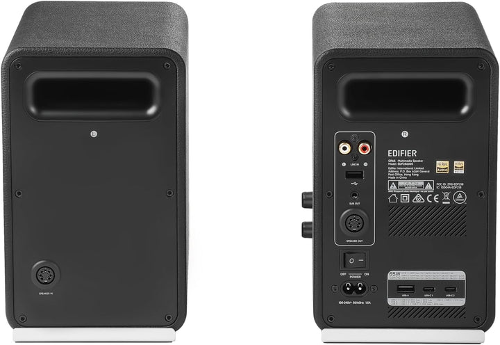 EDIFIER QR65 Aktive Design-Monitorlautsprecher (70 Watt) mit RGB-Lichteffekten, 3X USB TurboGaN-Schn