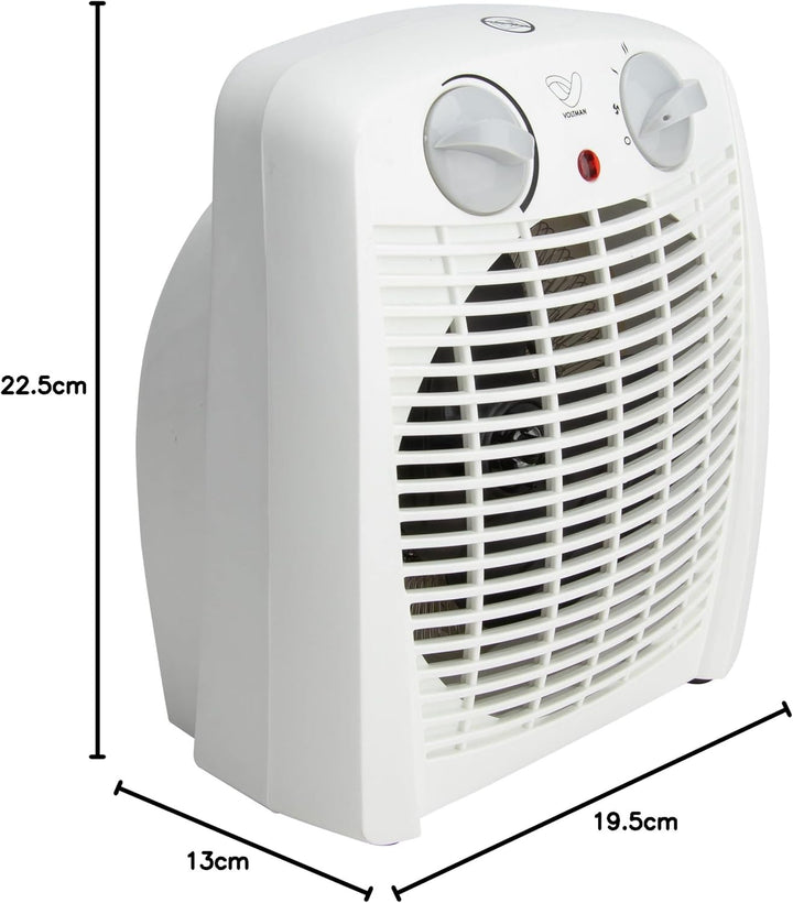 DIO - Tragbarer Heizlüfter 2000W - Regelbarer Thermostat - 2 Heizleistungen - 3 Modi - Kompakt und L