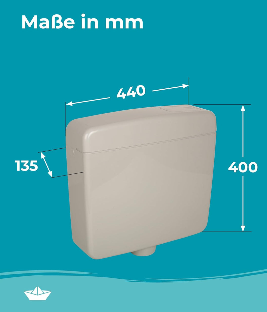 Calmwaters® Spülkasten Grau mit Spül-Stopp-Funktion, 6-9 Liter Spülmenge, Aufputzspülkasten WC schma