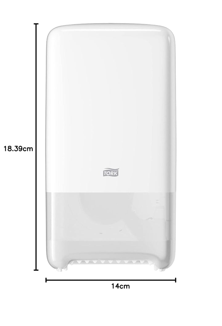 Tork 557500 Doppelrollenspender für Midi Toilettenpapier in Weiss / Tork T6 Hygienischer Toilettenpa