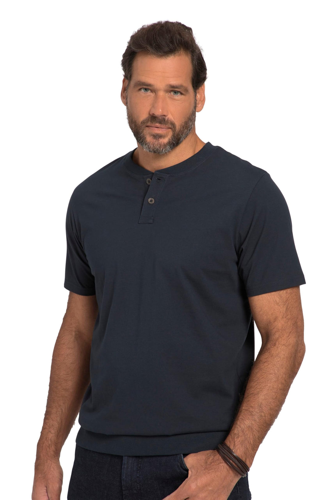 JP 1880 Herren grosse Grössen Übergrössen Menswear L-8XL Henley, Bauchfit, Halbarm, Rundhals, bis 8