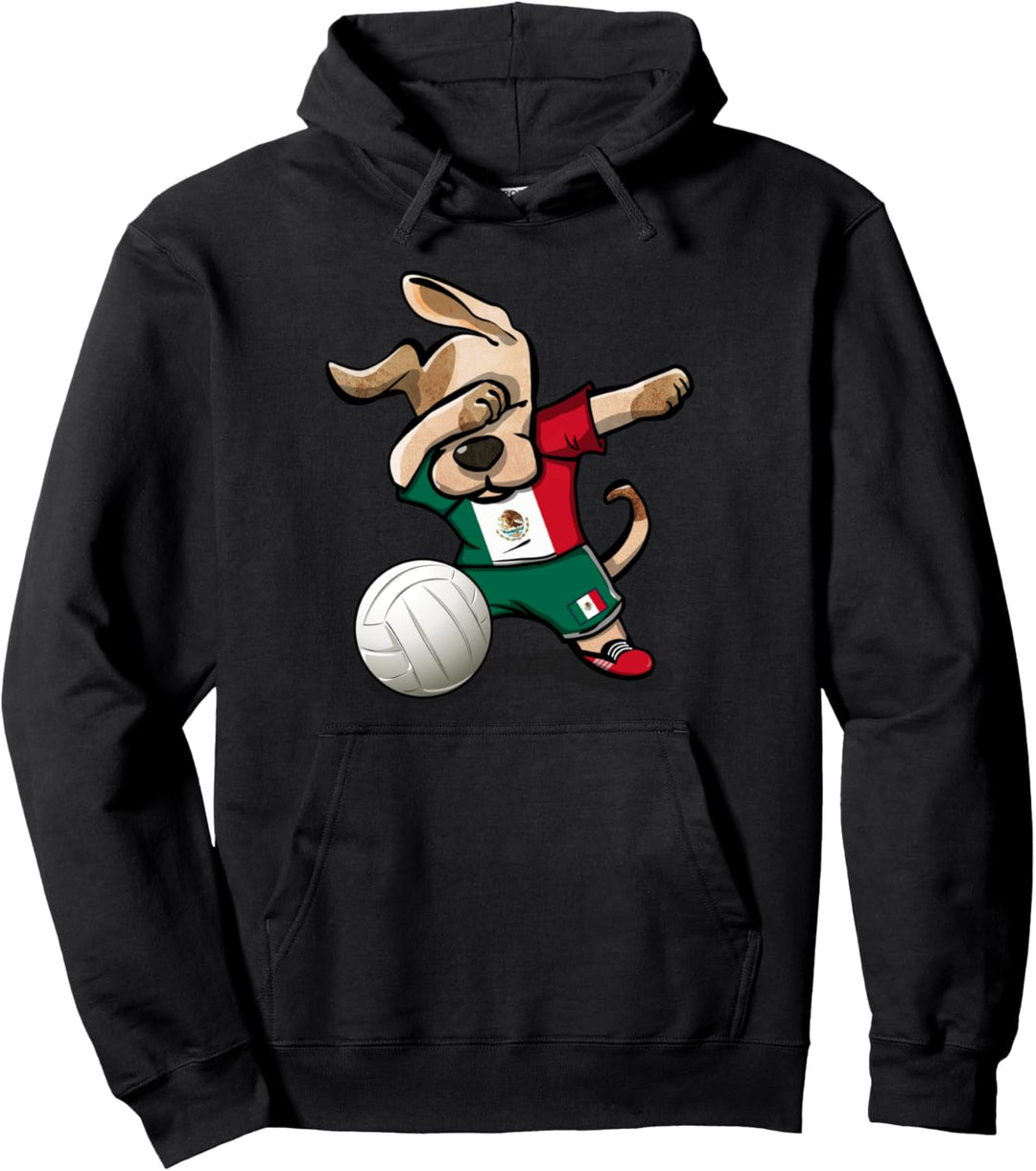Tupfender Hund Mexiko Volleyball Mexikanische Flagge Sport Pullover Hoodie