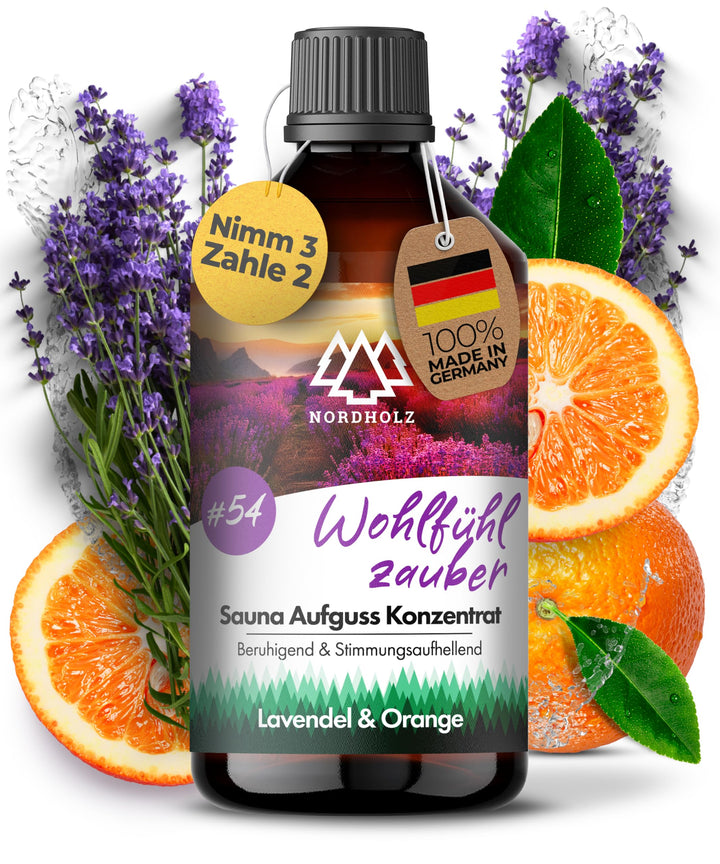 NORDHOLZ® Saunaaufguss [54 Sorten 15ml, 100ml, 250ml] - Sauna Aufgussmittel für intensive & erholsam
