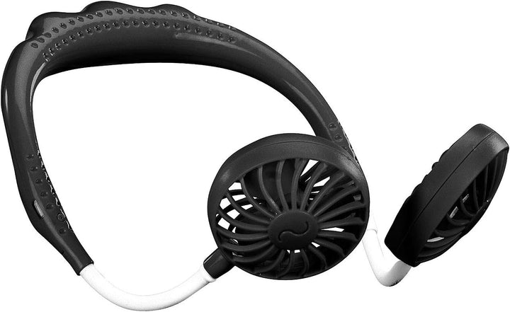 infactory Ventilator zum Umhängen: Mobiler Akku-Doppelventilator zum Umhängen, 3 Geschwindigkeitsstu