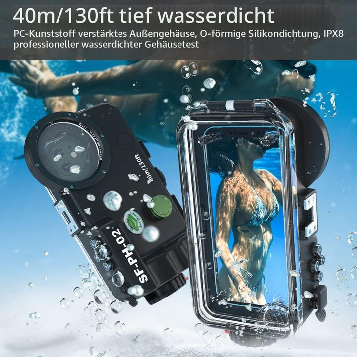 Sea frogs Waterproof Case, 130ft/40m Underwater Full Sealed Cover Snowproof Shockproof Dirtproof IPX
