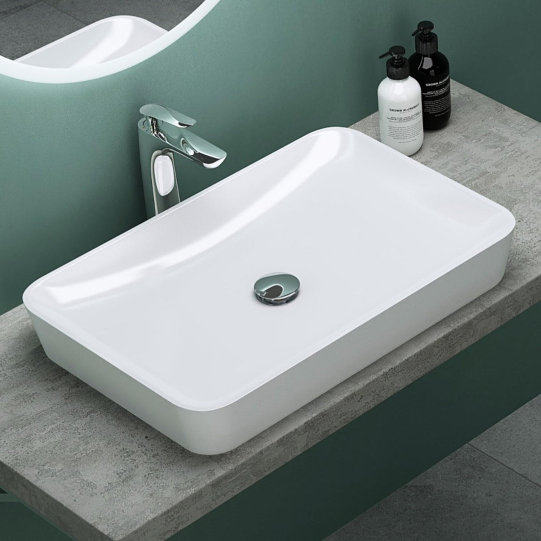 Mai & Mai Waschbecken Aufsatzwaschbecken aus Mineralguss Waschschale Waschtisch Weiss inkl. Standard