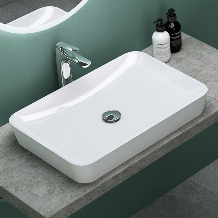 Mai & Mai Waschbecken Aufsatzwaschbecken aus Mineralguss Waschschale Waschtisch Weiss inkl. Standard