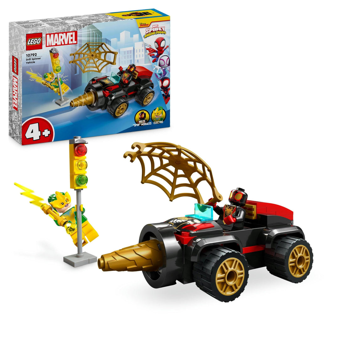 LEGO Marvel Spidey und Seine Super-Freunde Spideys Bohrfahrzeug Spielzeug mit Spider-Mans Auto und 2
