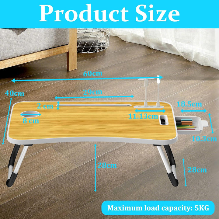 Soontrans Laptoptisch, 60 x 40 x 28 cm, Laptop Tisch mit Schublade, Getränkehalter, Kleiner Ventilat