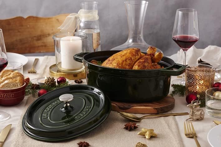 STAUB Gusseisen Bräter/Cocotte, Oval 31 cm, 5,5 L, Basilikum/Grün 31 cm