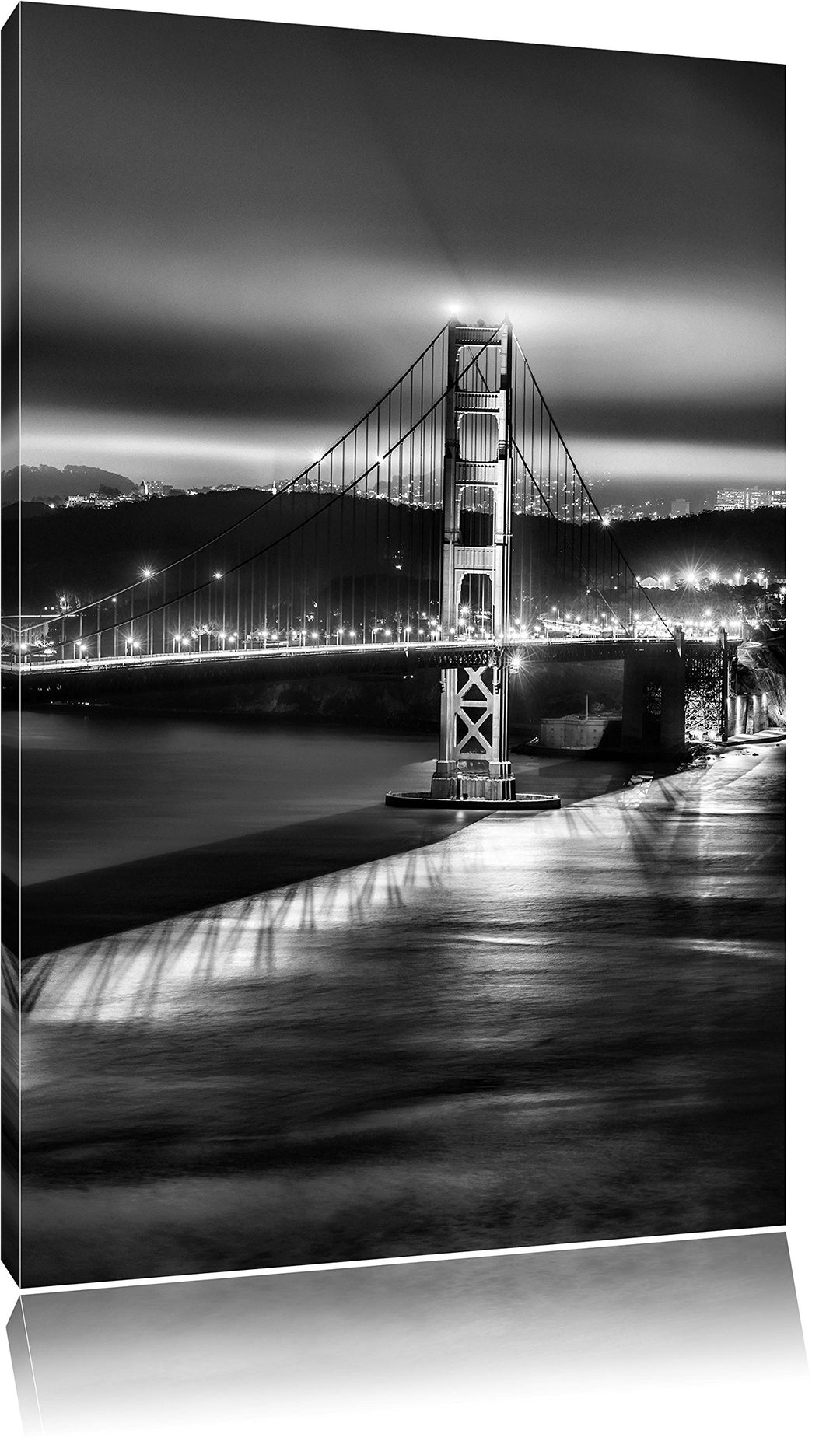 Pixxprint Golden Gate Bridge in New York / 100x70cm Leinwandbild bespannt auf Holzrahmen/Wandbild Ku