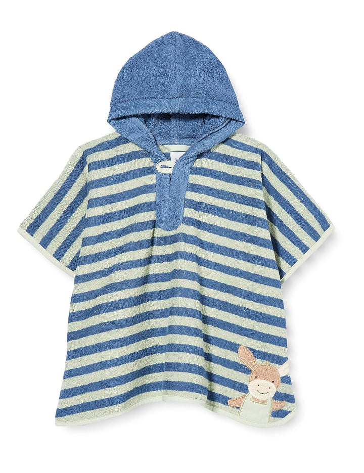 Sterntaler Baby Badeponcho mit Kapuze, Esel Emmilius, Einheitsgrösse, Baumwolle, Grün/Blau