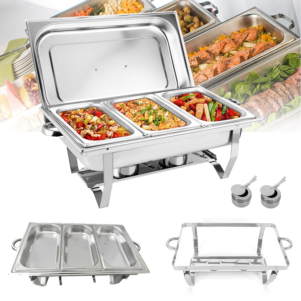 Chafing Dish,Edelstahl Warmhaltebehälter,Speisenwärmer, Edelstahl Speisenwärmer Behälter,Wärmebehält