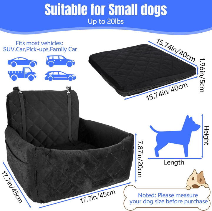 Hunde Autositz für Kleine Hunde, Hundesitz Auto mit dickem Memory-Schaum, Auto-Sitzerhöhung hundeaut