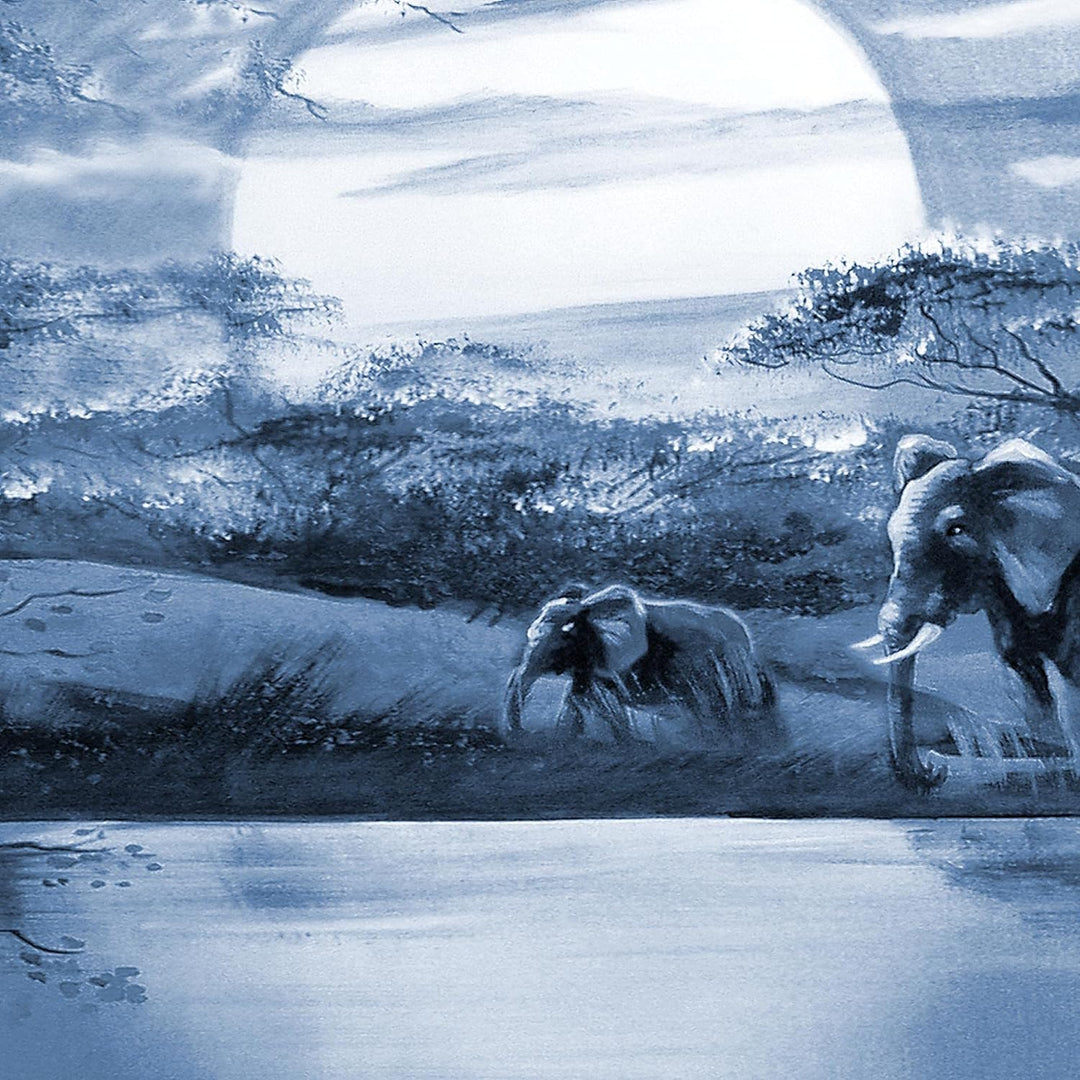 Runa Art Wandbilder Afrika Elefant 5 Teilig Bild auf Vlies Leinwand Deko Wohnzimmer Schlafzimmer Pan