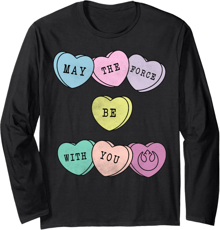 Star Wars May The Force Be With You Candy Hearts Text Langarmshirt