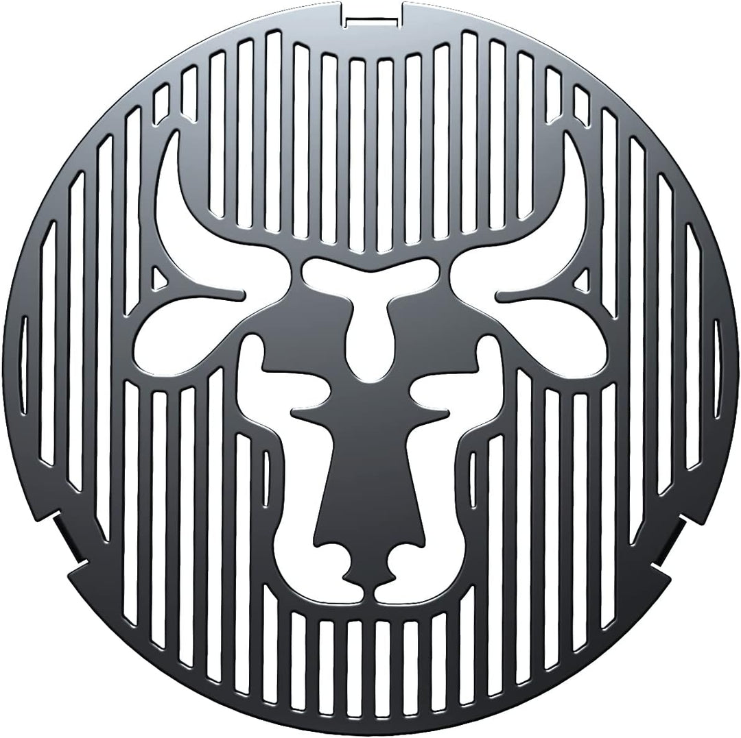 tuning-art GR05 Grillring + Grilleinsatz + Abstandshalter 3er Set | Rund | Bullenmotiv | Stahl | Pla
