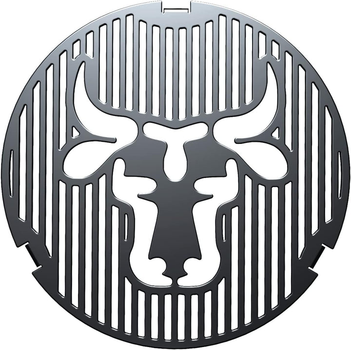 tuning-art GR05 Grillring + Grilleinsatz + Abstandshalter 3er Set | Rund | Bullenmotiv | Stahl | Pla
