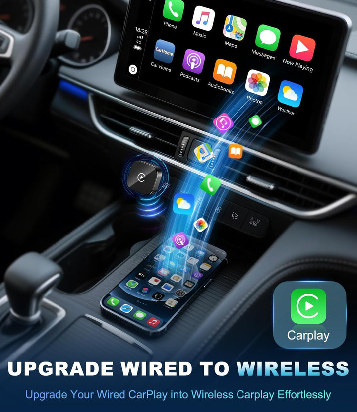 CarPlay Wireless Adapter für Apple 2026, Car Play kabellos Adapter, Plug & Play, USB-A, Mini & Stabi