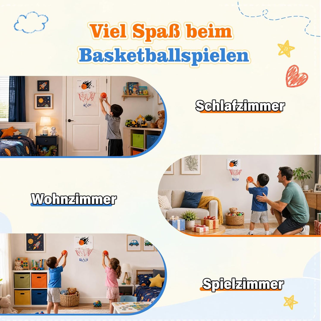 DEWEL Mini Basketballkorb Set, Basketball Korb Indoor für Kinder, Basketball Korb im Zimmer Wandmont