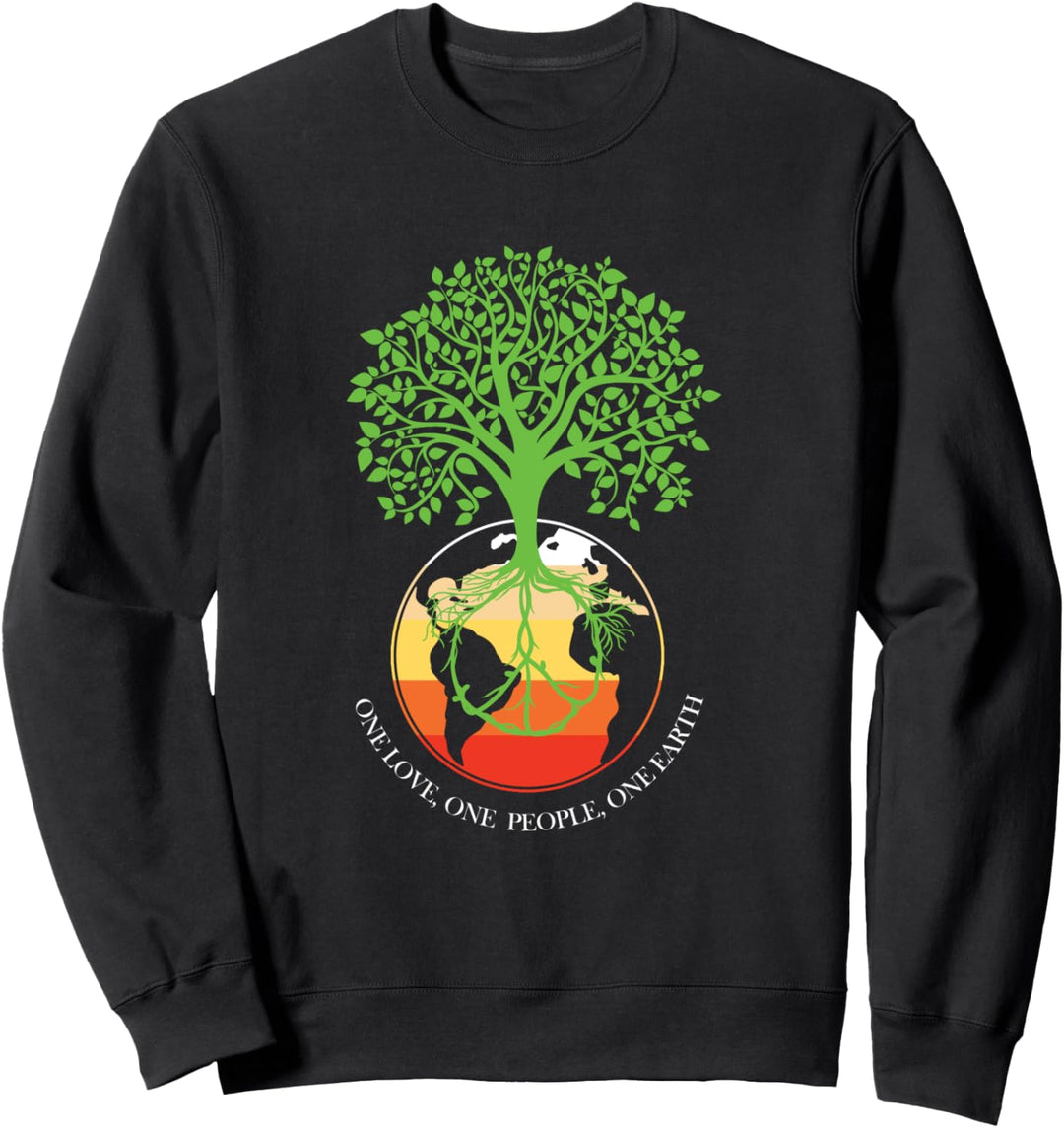 Weltfrieden Baum Zeichen Erde Hippie Einheit 60er 70er Jahre Sweatshirt