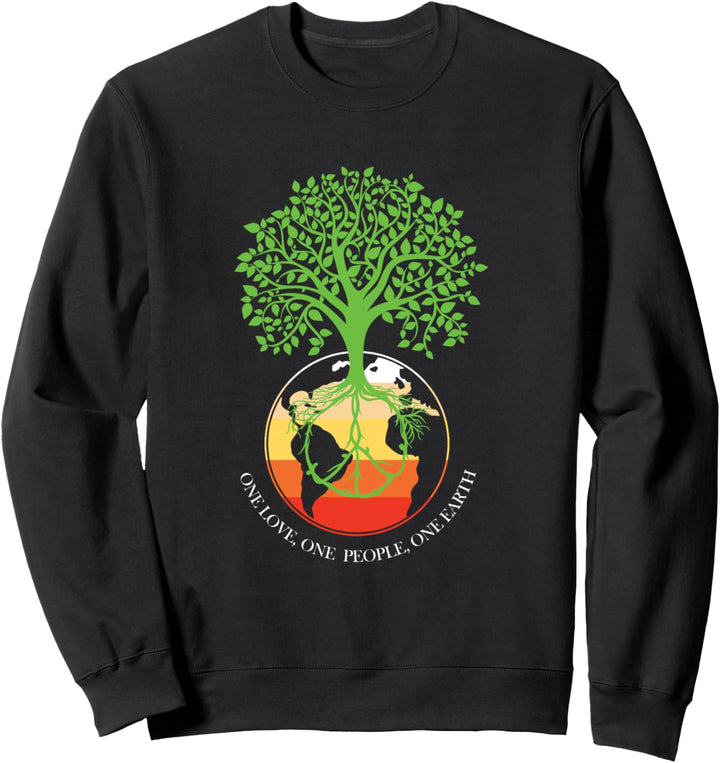 Weltfrieden Baum Zeichen Erde Hippie Einheit 60er 70er Jahre Sweatshirt