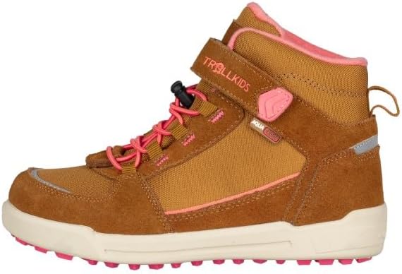 Trollkids wasserdichte knöchelhohe Kinder Schuhe mit echtem Leder GRYLLEFJORD 32 EU Caramel Salmon,