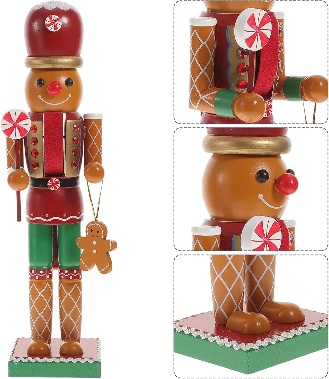 BESPORTBLE Weihnachtsdekoration, Nussknacker-Figur: 13,7 cm, Lebkuchenmann, Holz, Nussknacker, festl