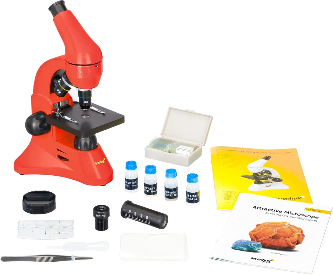 Levenhuk Rainbow 50L Plus Orange Wissenschafts- und Bildungsset mit Leistungsstarkem Mikroskop mit 1