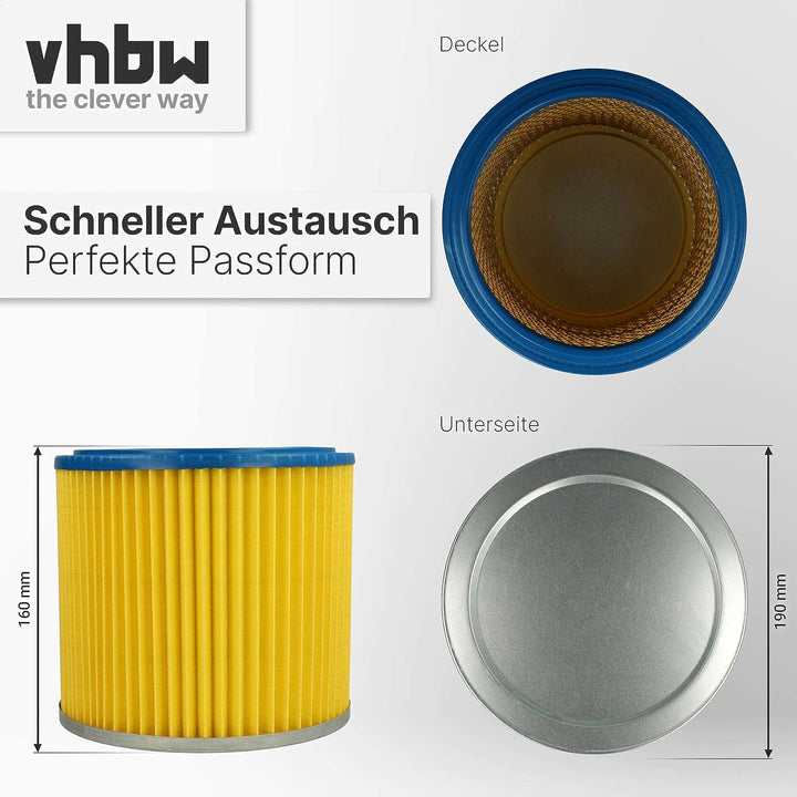 vhbw 2x Faltenfilter kompatibel mit Metabo AS 8000 Staubsauger