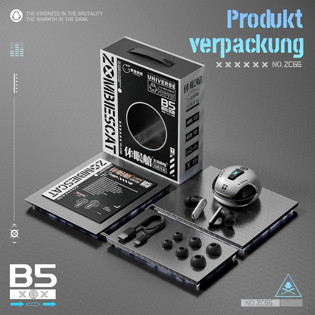 ZOMBIES CAT KopfhöRer Kabellos Bluetooth, Noise Cancelling Kopfhoerer, Bluetooth KopfhöRer Mit Tiefe