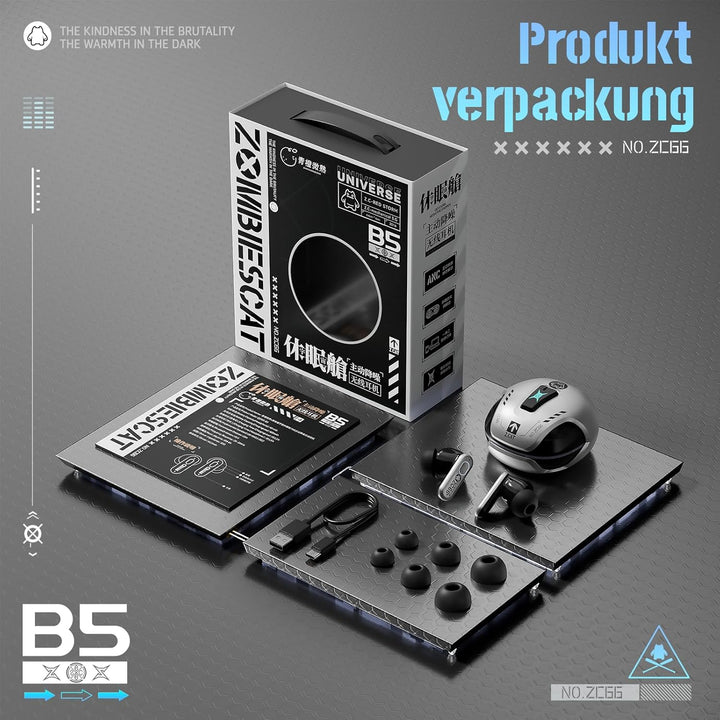 ZOMBIES CAT KopfhöRer Kabellos Bluetooth, Noise Cancelling Kopfhoerer, Bluetooth KopfhöRer Mit Tiefe