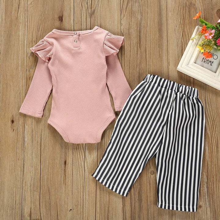 Neugeborenes Baby Mädchen Kleidung Rüschen Strampler + Schleife Denim Hosen Outfits Set 9–12 Monate