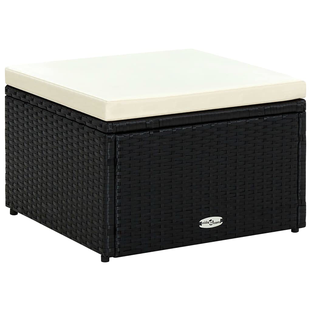 vidaXL Hocker mit Kissen Sitzhocker Balkon Gartenhocker Fusshocker Rattanhocker Gartenmöbel Sitzhock