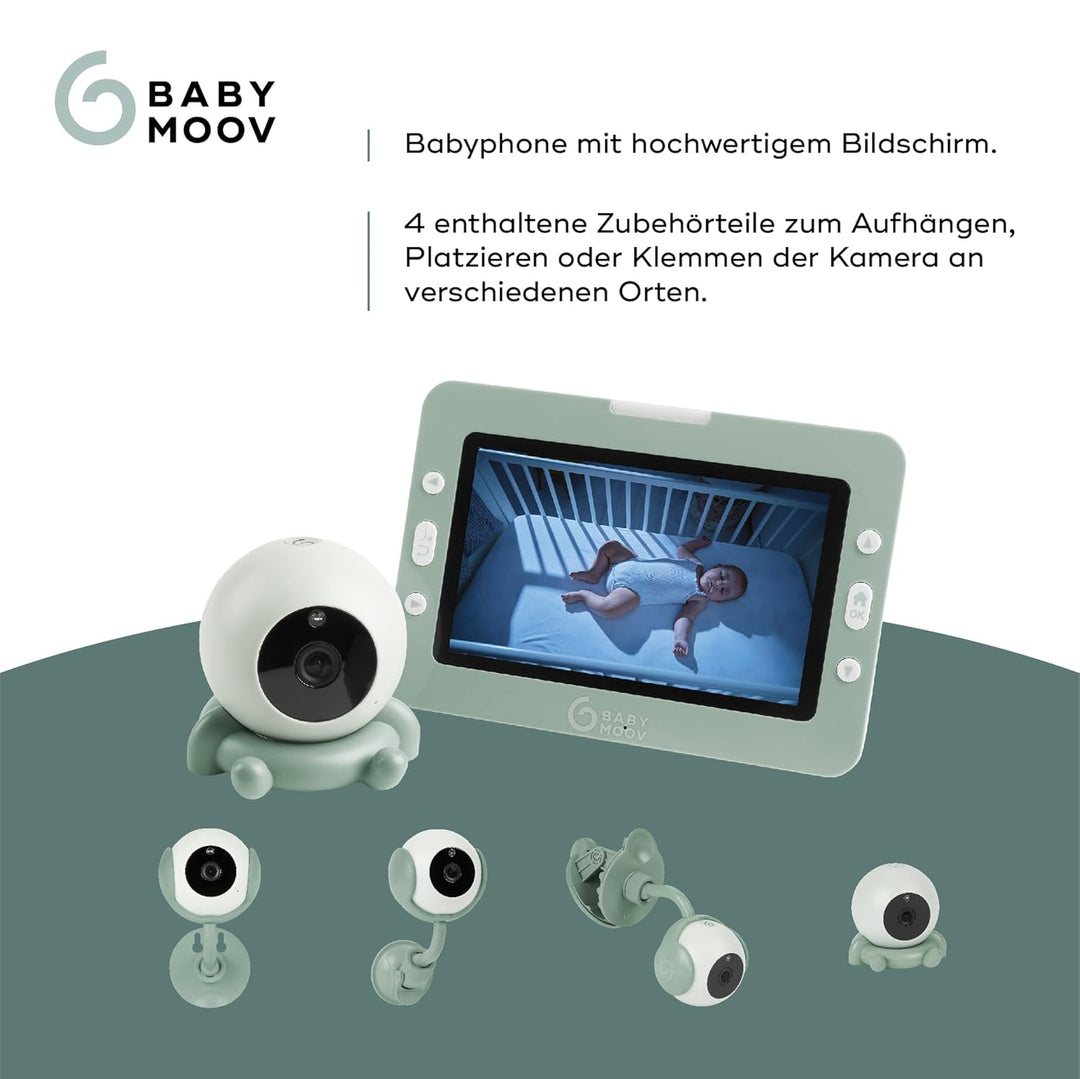 Babymoov Babyphone mit Kamera YOO GO PLUS HD, 5"-Display in HD-Qualität 720px, 8 Stunden Akkulaufzei