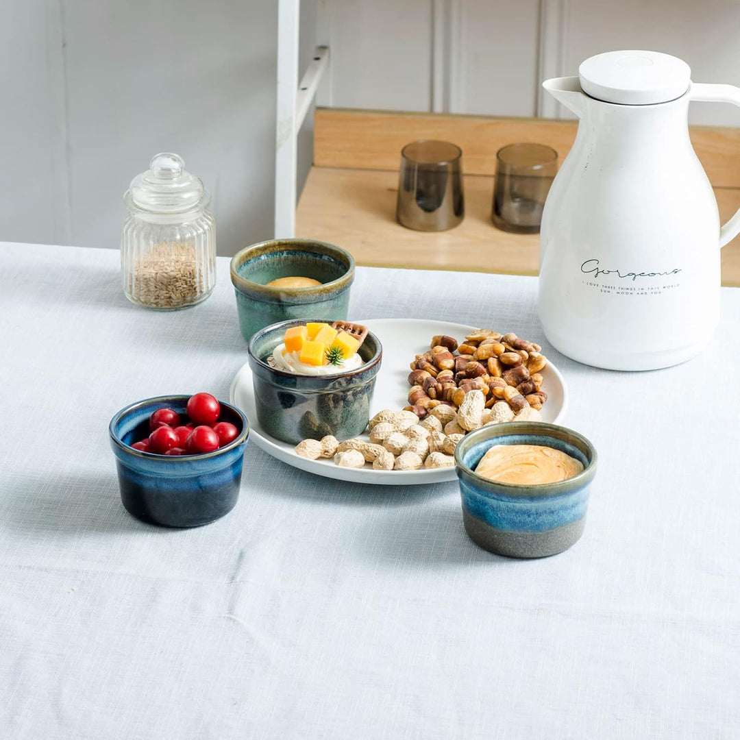 240mL Soufflé Förmchen, 4 Stück Creme Brulee Schälchen, Pastetenform, Kleine Auflaufformen Eignet Si