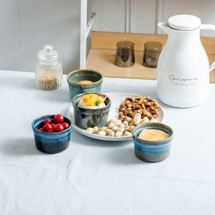 240mL Soufflé Förmchen, 4 Stück Creme Brulee Schälchen, Pastetenform, Kleine Auflaufformen Eignet Si